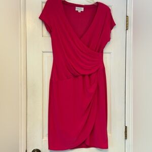 Kasper Pink Ruched Tie Front Dress